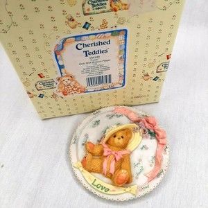Cherished Teddies Love Girls With Bonnets Plaque #104140 Wall Plaque 1994 Box